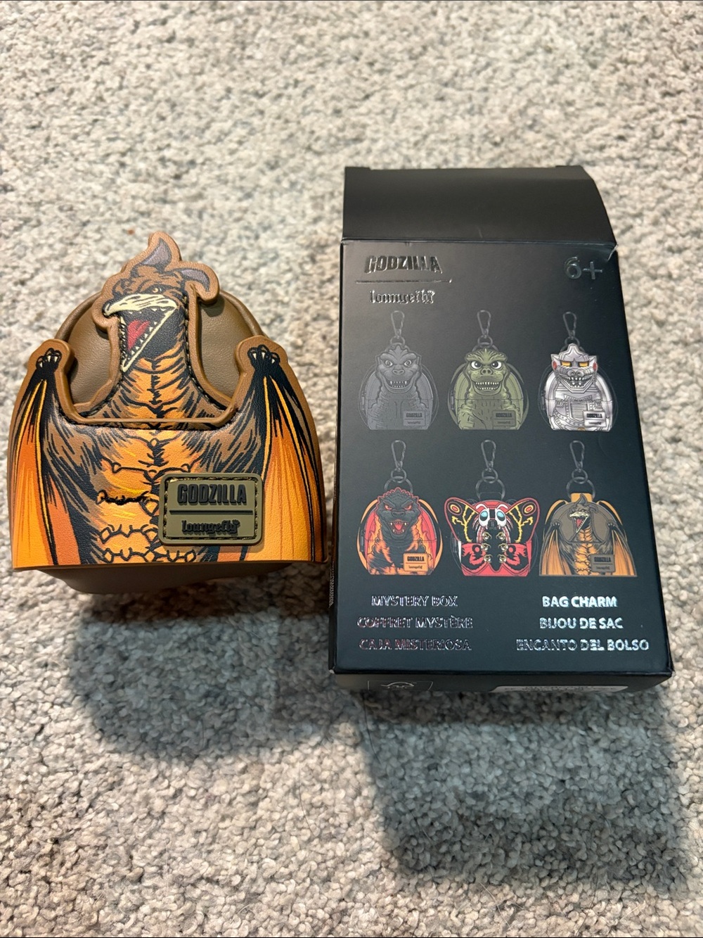 Loungefly Orange and Black Godzilla Bat Kaiju Mini Bag Charm